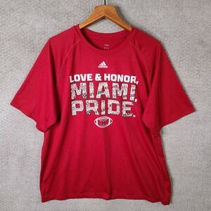 Adidas Shirt Mens XL Red Love Honor Miami Pride Climalite Graphic‎ Polyester
